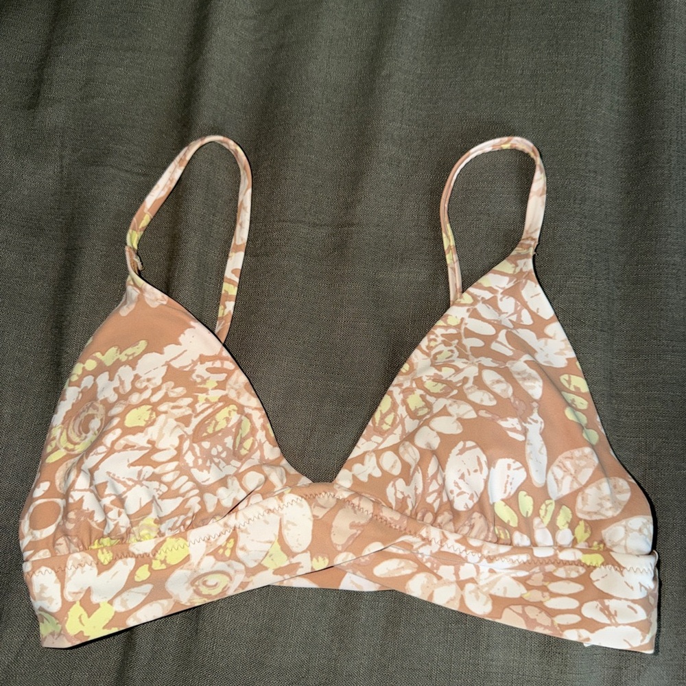 Women's Soft Triangle Bralette - Beige Floral